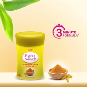 Feather Touch Haldi Chandan Hair Removal Cream for Normal Skin 3min Formula |Suitable for Legs, Underarms, Bikini Line, Arms - 40g.