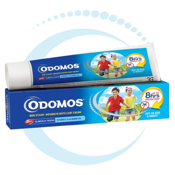 Odomos Non-Sticky Mosquito Repellent Cream With Vitamin E & Almond - 50 Gm